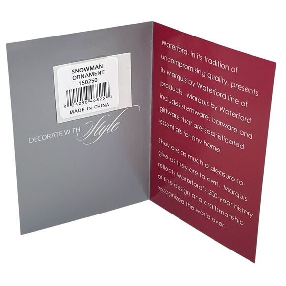 NEW Marquis By Waterford 2009 Crystal Snowman Christmas Ornament 3.25” Tall - Picture 8 of 8